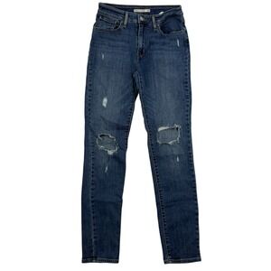 Levis 721 High Rise Skinny Denim Blue Jeans Size 28 Medium Wash Cotton Blend